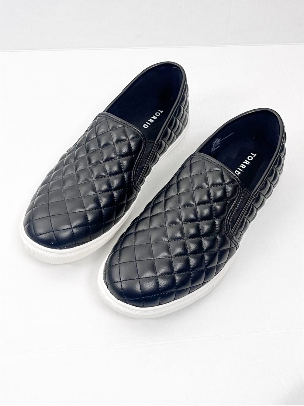 TORRID Black Faux Vegan Leather Quilted Slip On Shoes Size 11WW